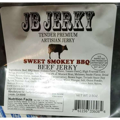 Sweet Smokey BBQ Artisan Beef Jerky