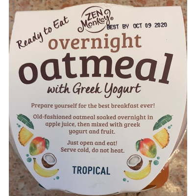 Ready to Eat Overnight Oatmeal with Greek Yogurt