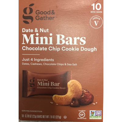 Mini Bars, Date & Nut Chocolate Chip Cookie Dough