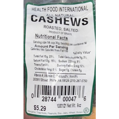 Roasted Salted Cashews