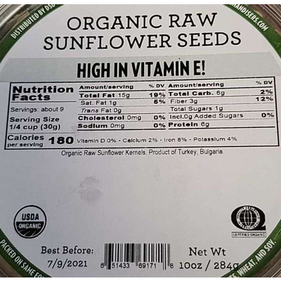 Organic Raw Sunflower Seeds