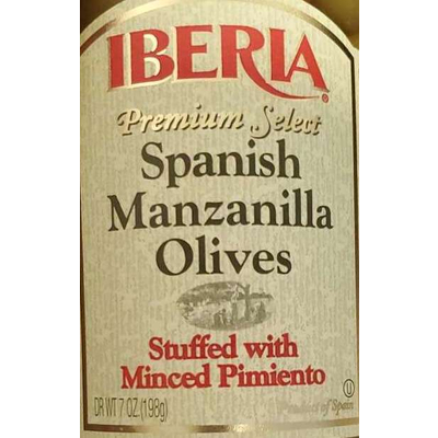 Spanish Manzanilla Olives, Stuffed with Minced Pimiento