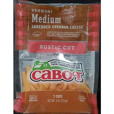 Vermont Medium Shredded Cheddar Cheese, Rustic Cut