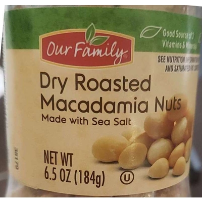 Dry Roasted Macadamia Nuts, made with Sea Salt