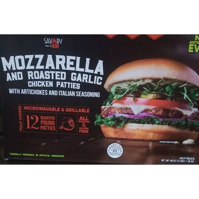 Chicken Patties, Mozzarella and Roasted Garlic