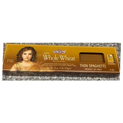 100% Whole Wheat Macaroni Product, Thin Spaghetti
