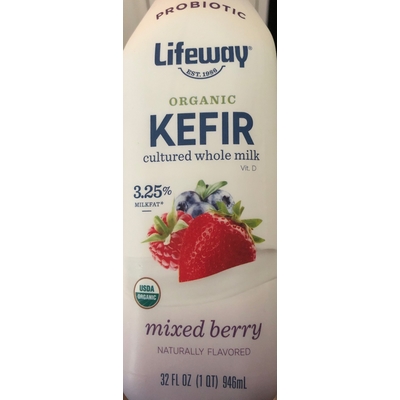 Organic Kefir Cultured Whole Milk, Mixed Berry