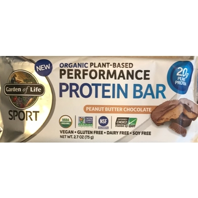 Organic Plant-Based Performance Protein Bar, Peanut Butter Chocolate Flavor, Glu