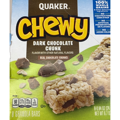 Chewy Dark Chocolate Chunk  Granola Bars
