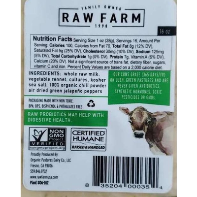 Raw Cheddar, with Added Jalapeno