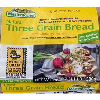 Three Grain Bread, with Whole Rye Kernels