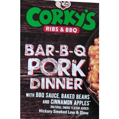 Bar-B-Q Pork Dinner, with BBQ Sauce, Baked Beans and Cinnamon Apples
