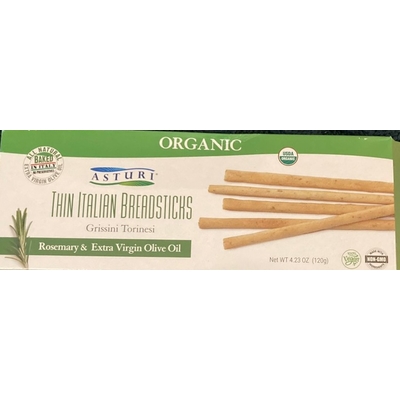 Rosemary & Extra Virgin Olive Oil Flavored Organic Thin Italian Breadsticks