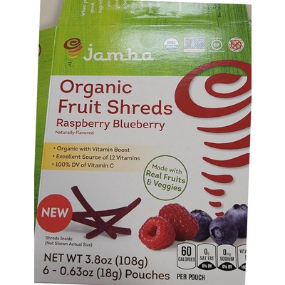 Organic Fruit Shreds, Raspberry Blueberry