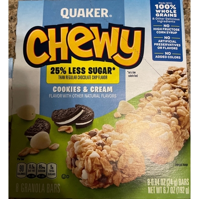 Cookies & Cream Flavor Chewy Granola Bars