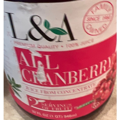 Juice from Concentrate, All Cranberry