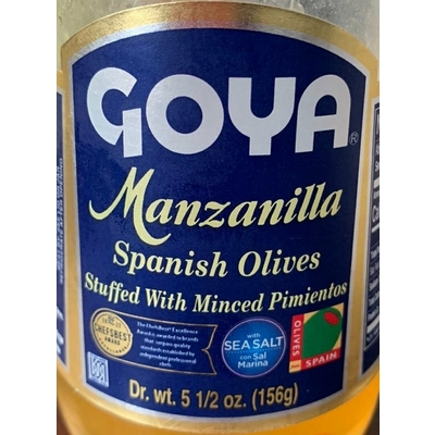 Manzanilla Spanish Olives Stuffed With Minced Pimientos