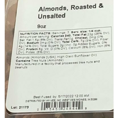 Roasted & Unsalted Almonds