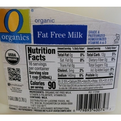 Organic Fat Free Milk