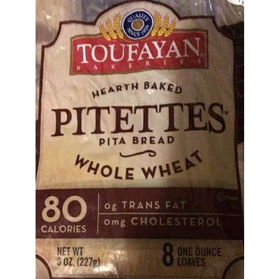 Pitettes Pita Bread, Whole Wheat
