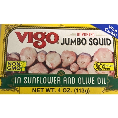 Imported Jumbo Squid in Sunflower and Olive Oil