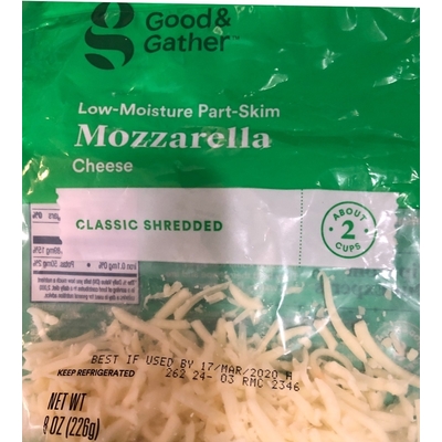 Low-Moisture Part-Skim Mozzarella Cheese, Classic Shredded