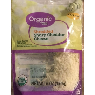 Shredded Sharp Cheddar Cheese, Organic